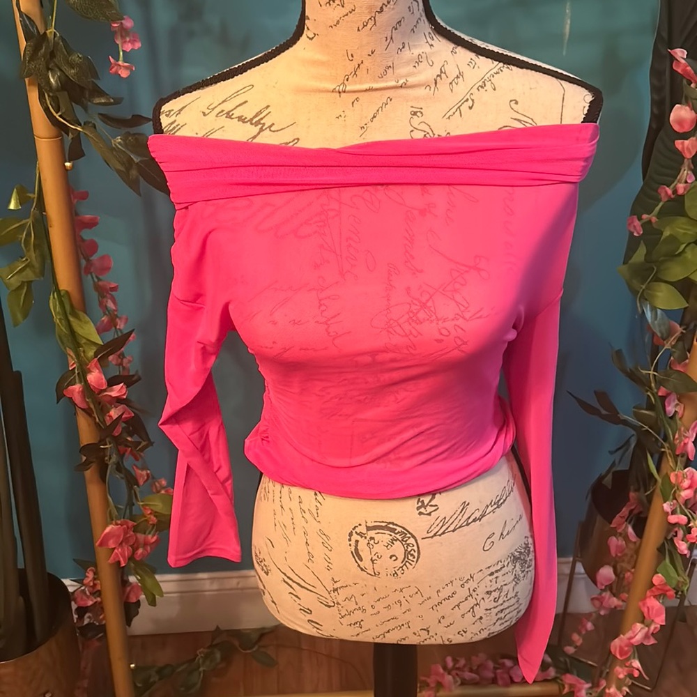 Women's Ruched Mesh Sheer One Shoulder Long Sleeve Tee T Shirt Top